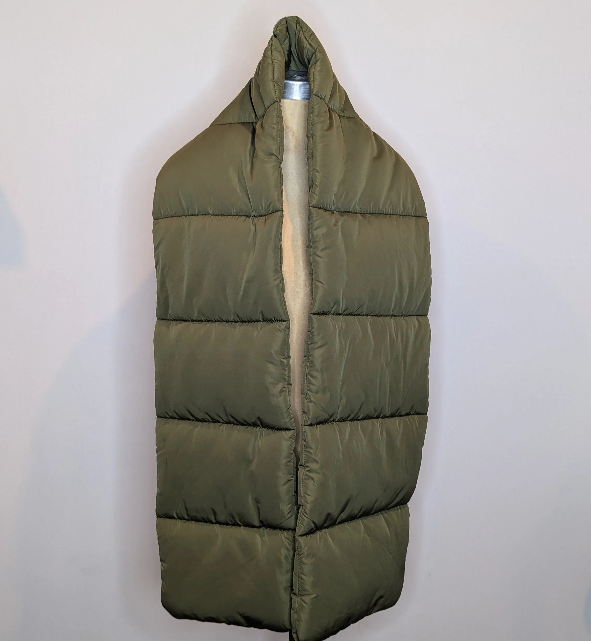 Bershka Army Green Long Quilted Puffer Scarf