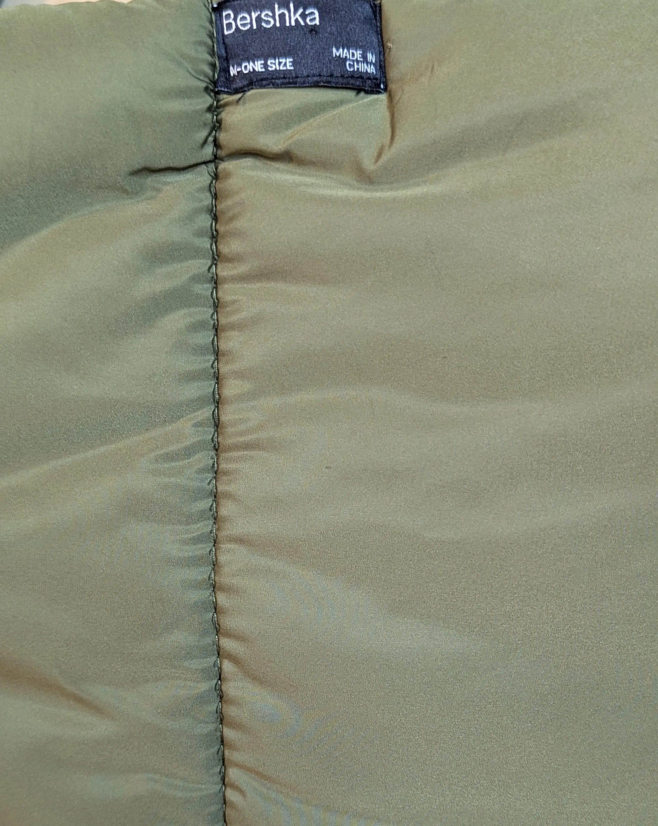 Bershka Army Green Long Quilted Puffer Scarf