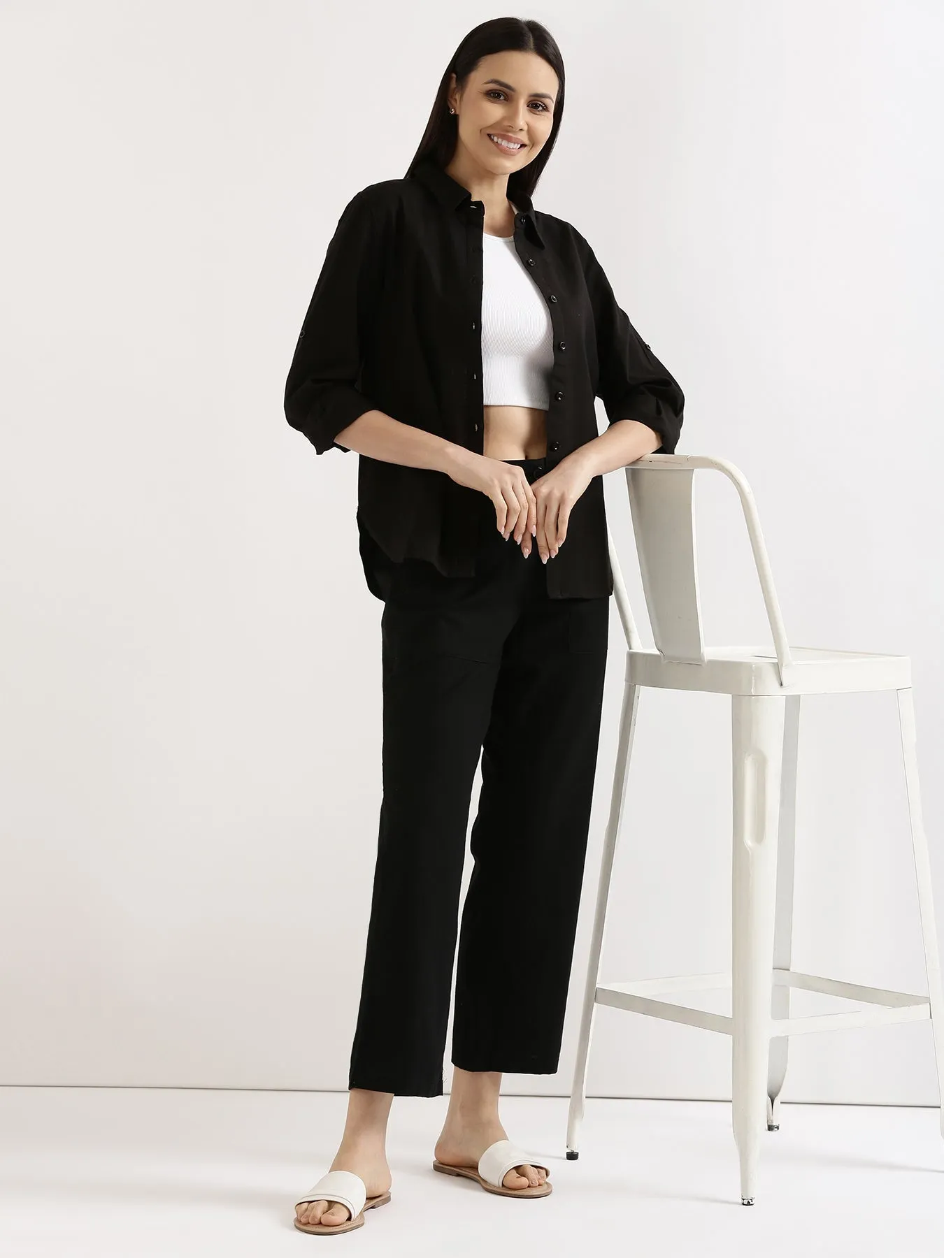 Black Airy Linen Pants