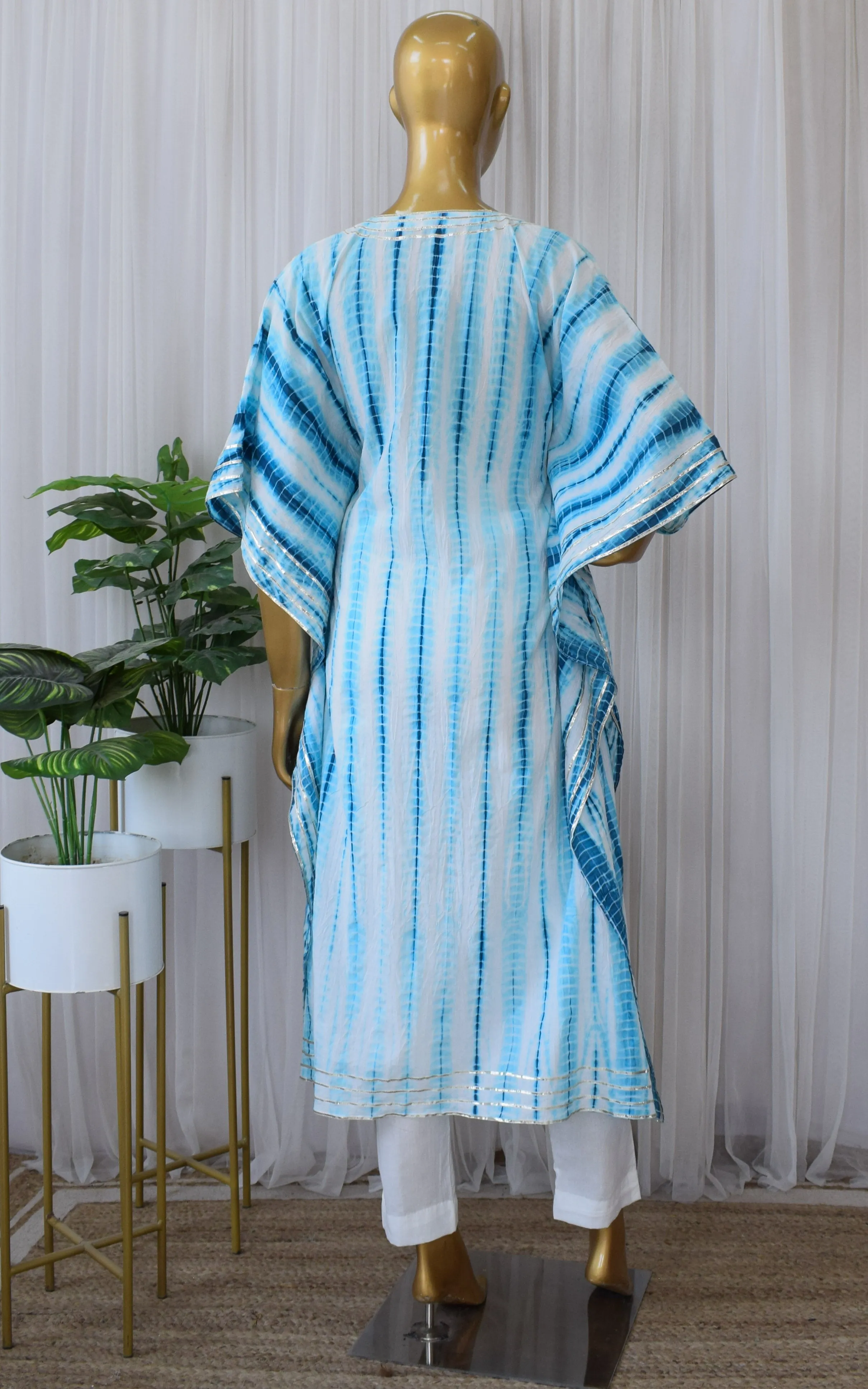 Blue Shibori Kaftan & Pant Set