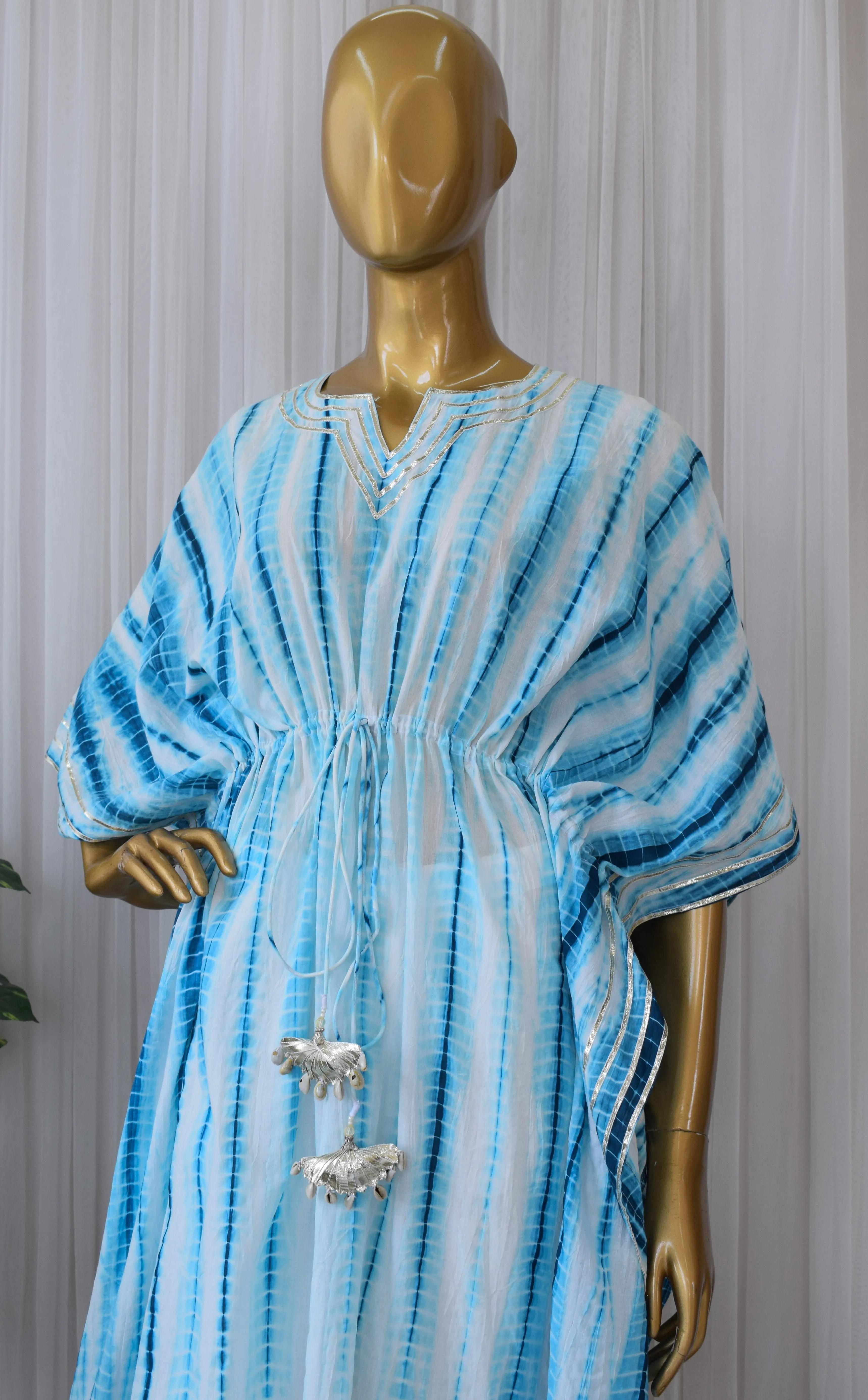 Blue Shibori Kaftan & Pant Set