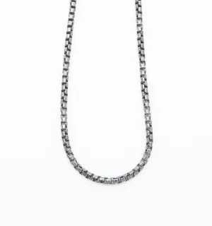 Box Chain Necklace in Black Rhodium