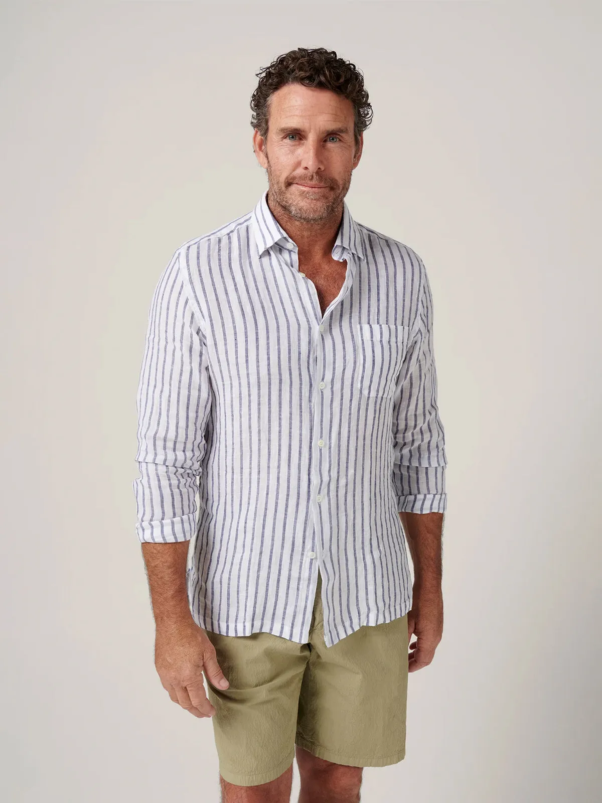 Christian Kimber Bronte Italian Stripe Shirt - Navy