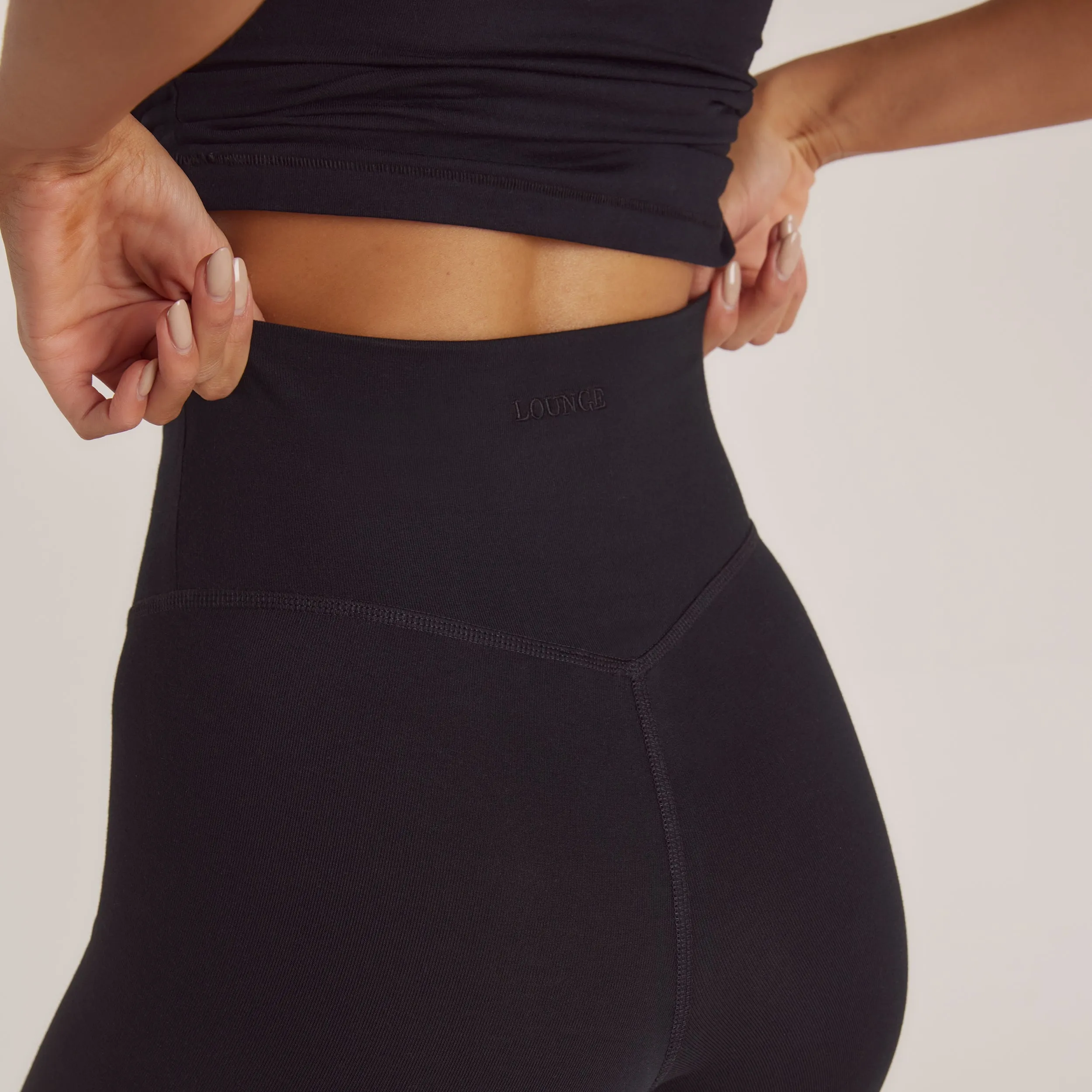 Cotton Blend Leggings - Black
