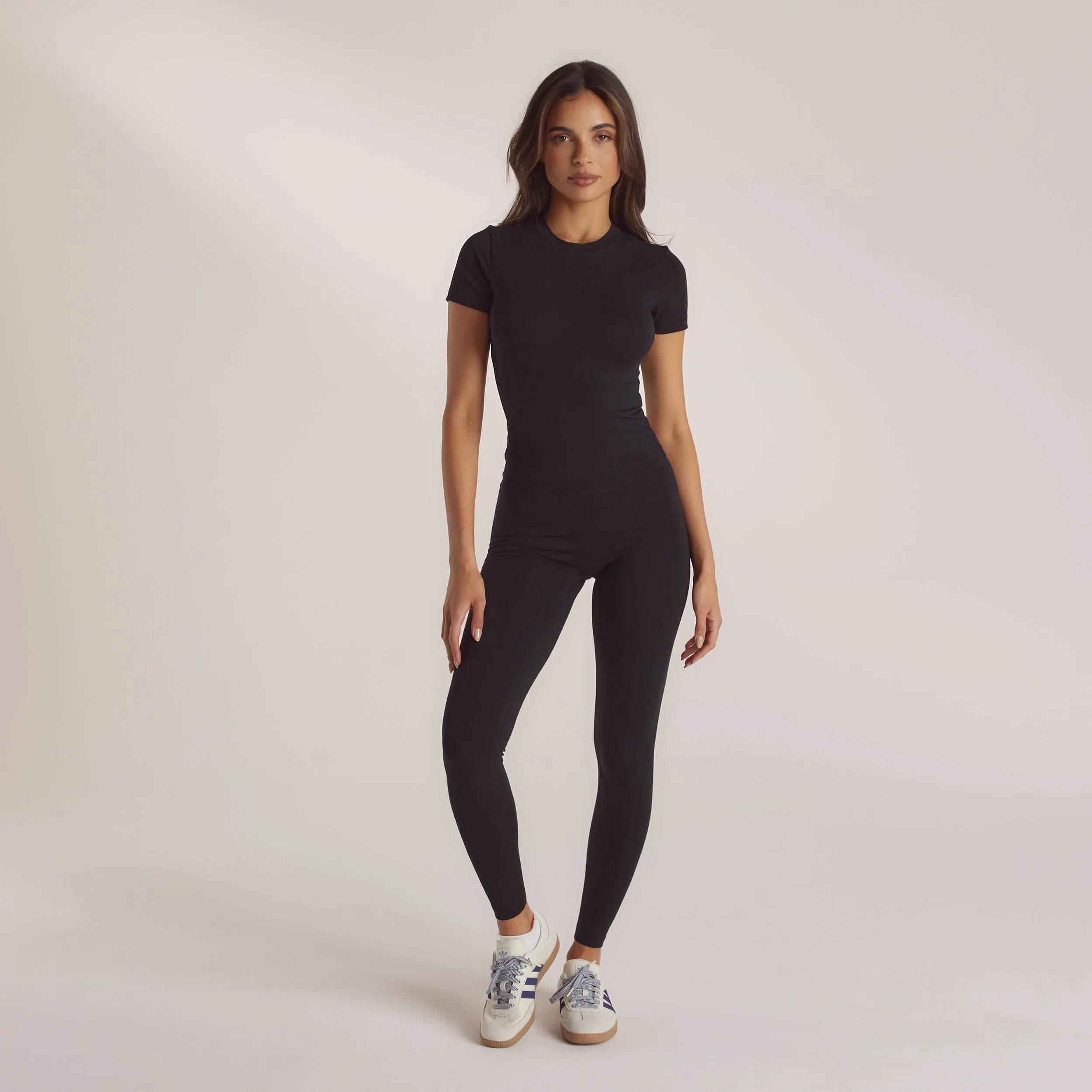 Cotton Blend Leggings - Black