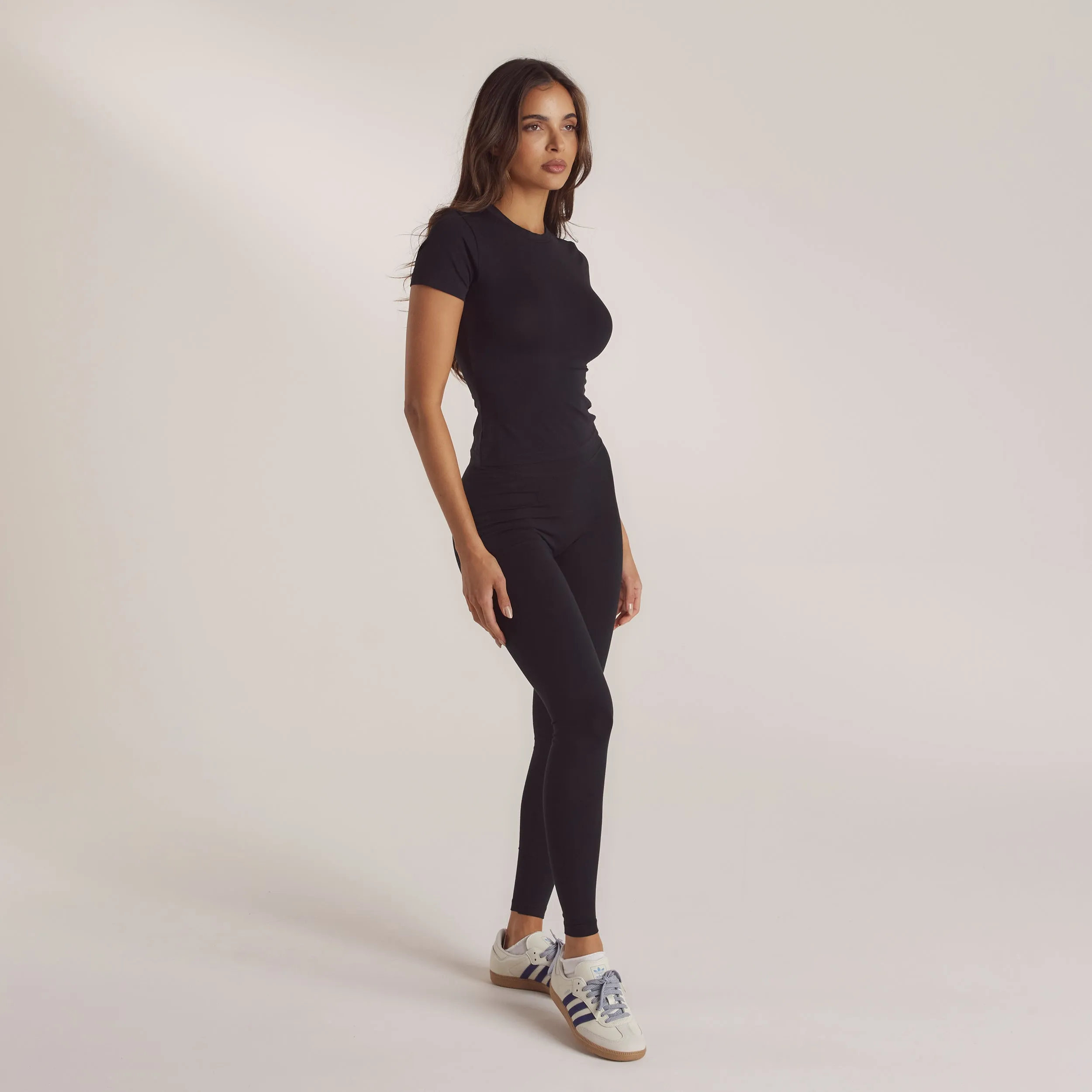 Cotton Blend Leggings - Black