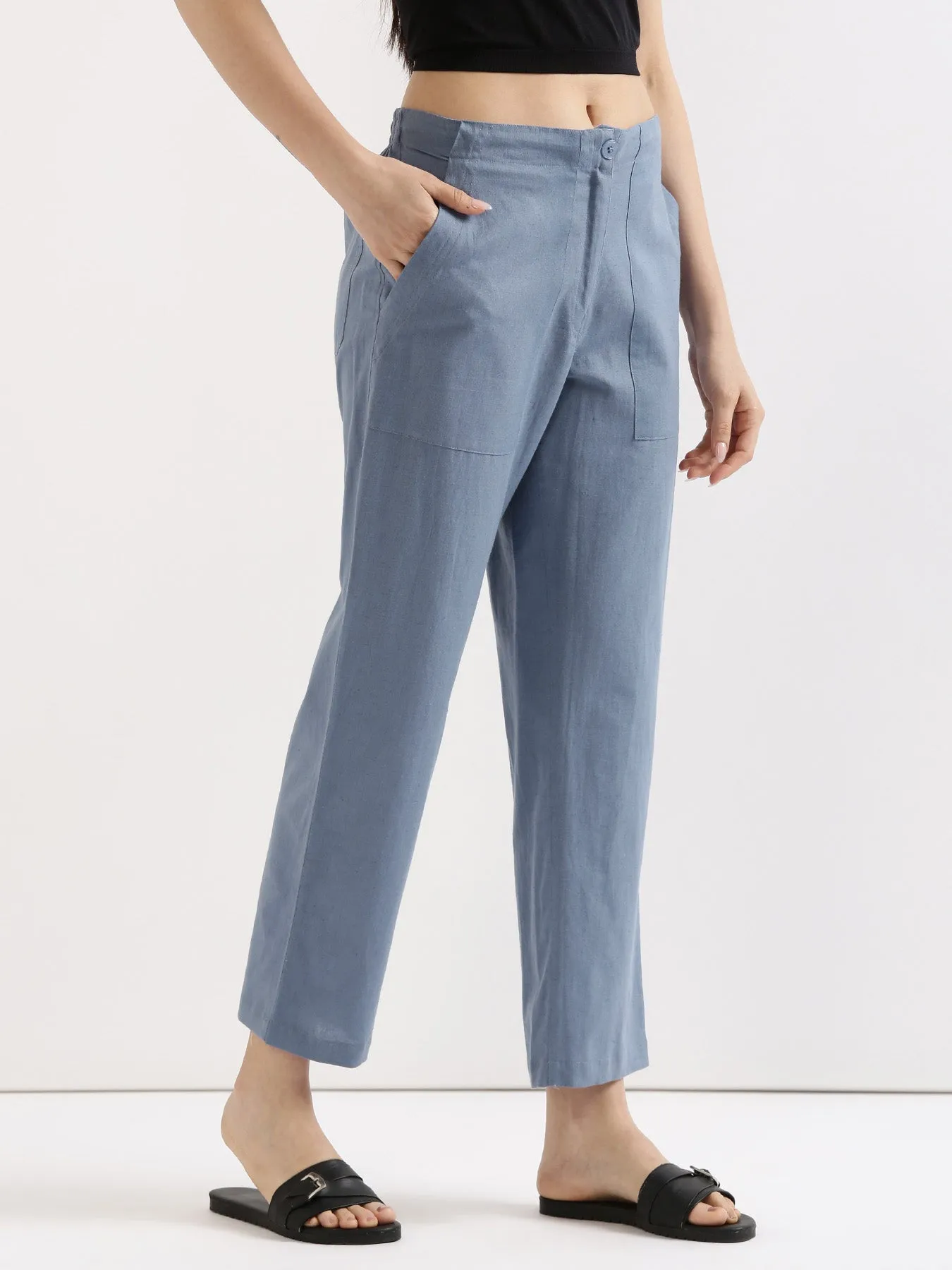 English Blue Airy Linen Pants