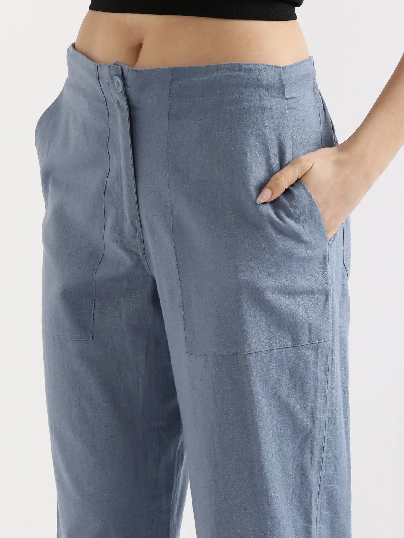 English Blue Airy Linen Pants