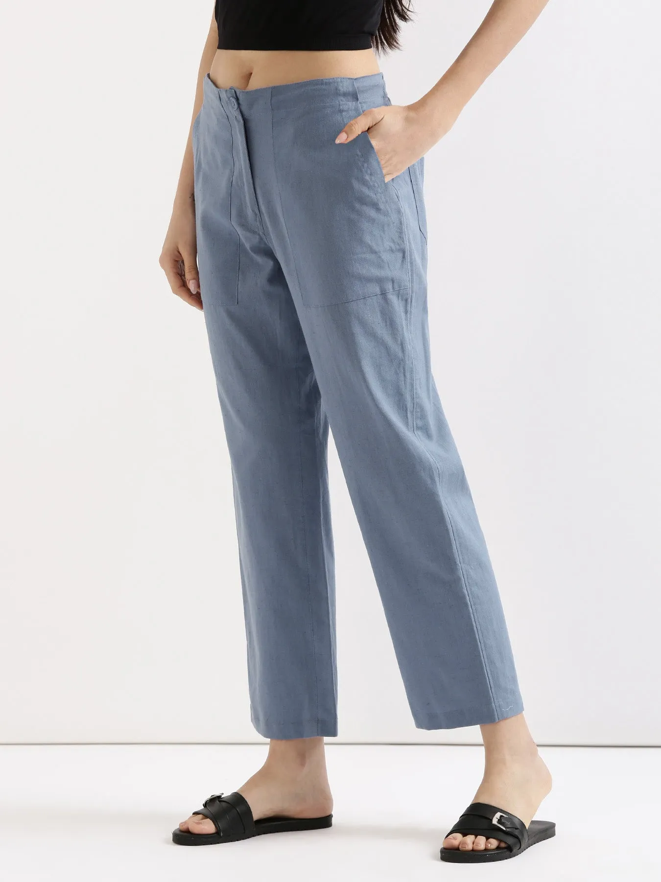 English Blue Airy Linen Pants