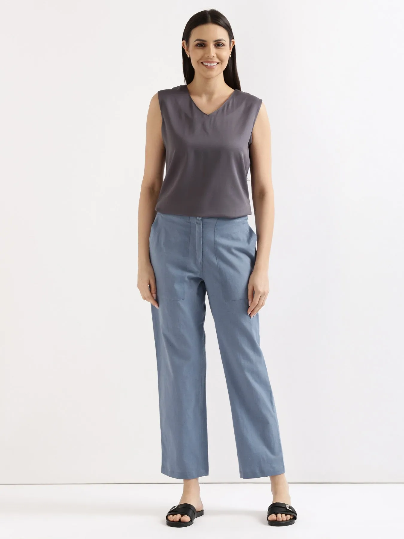 English Blue Airy Linen Pants