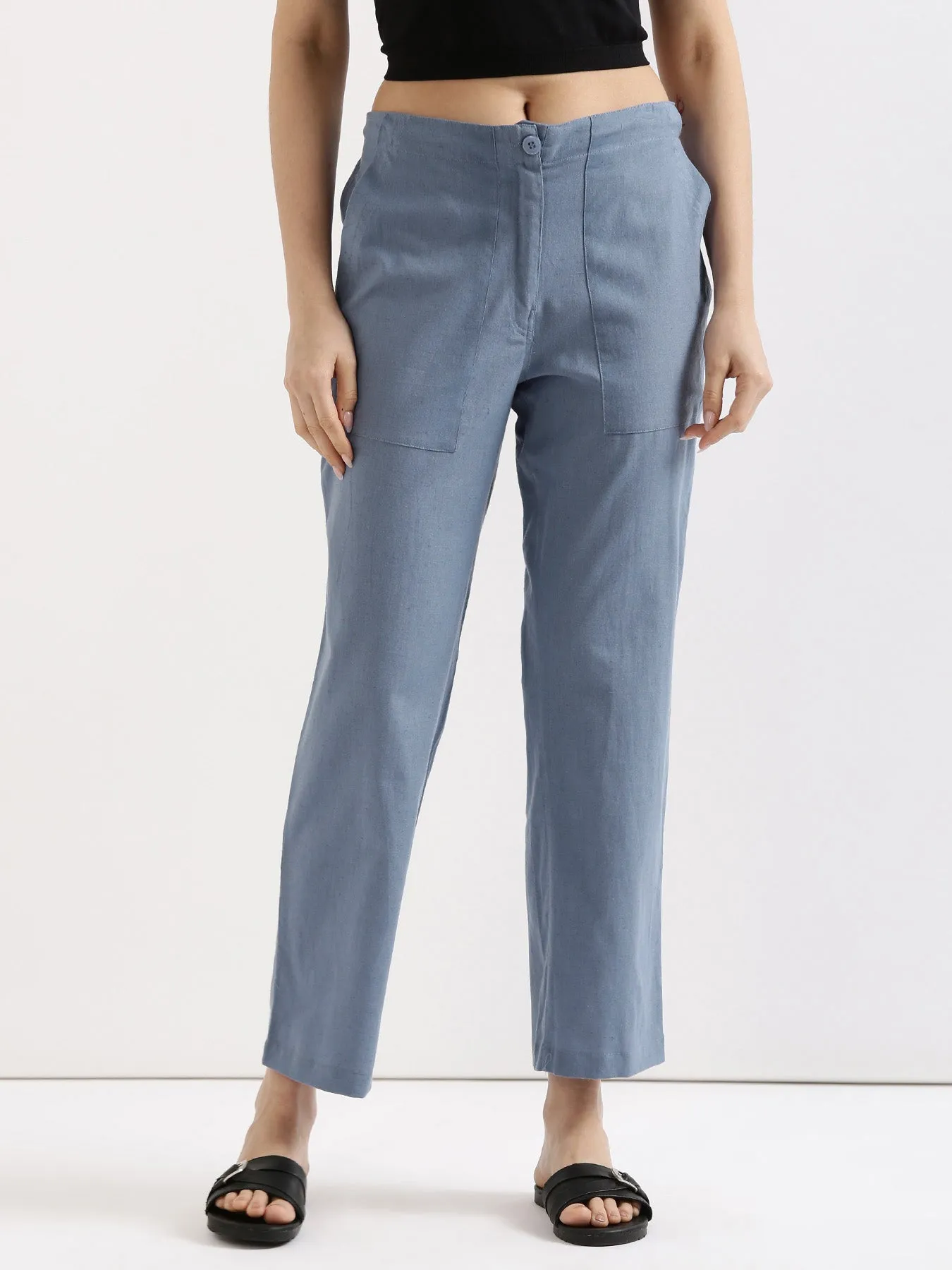 English Blue Airy Linen Pants