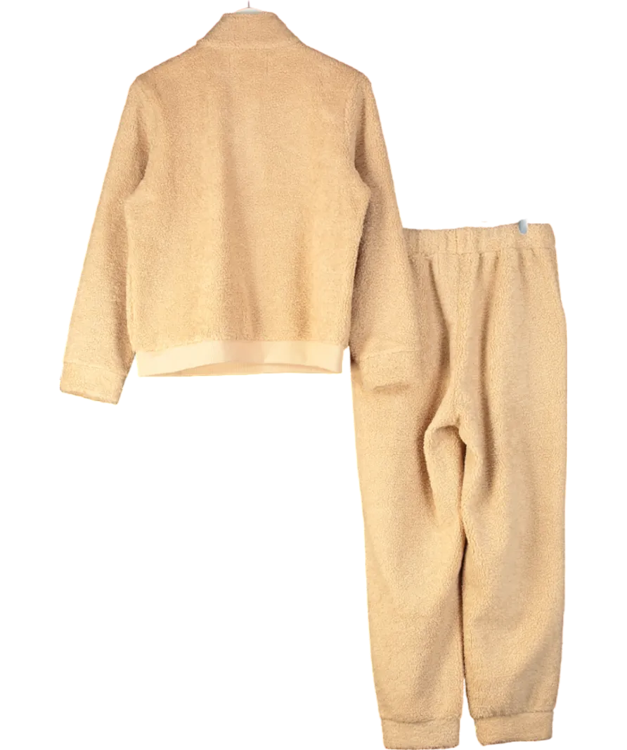 Laines London Beige Teddy Fleece 2-piece Lounge Set UK S