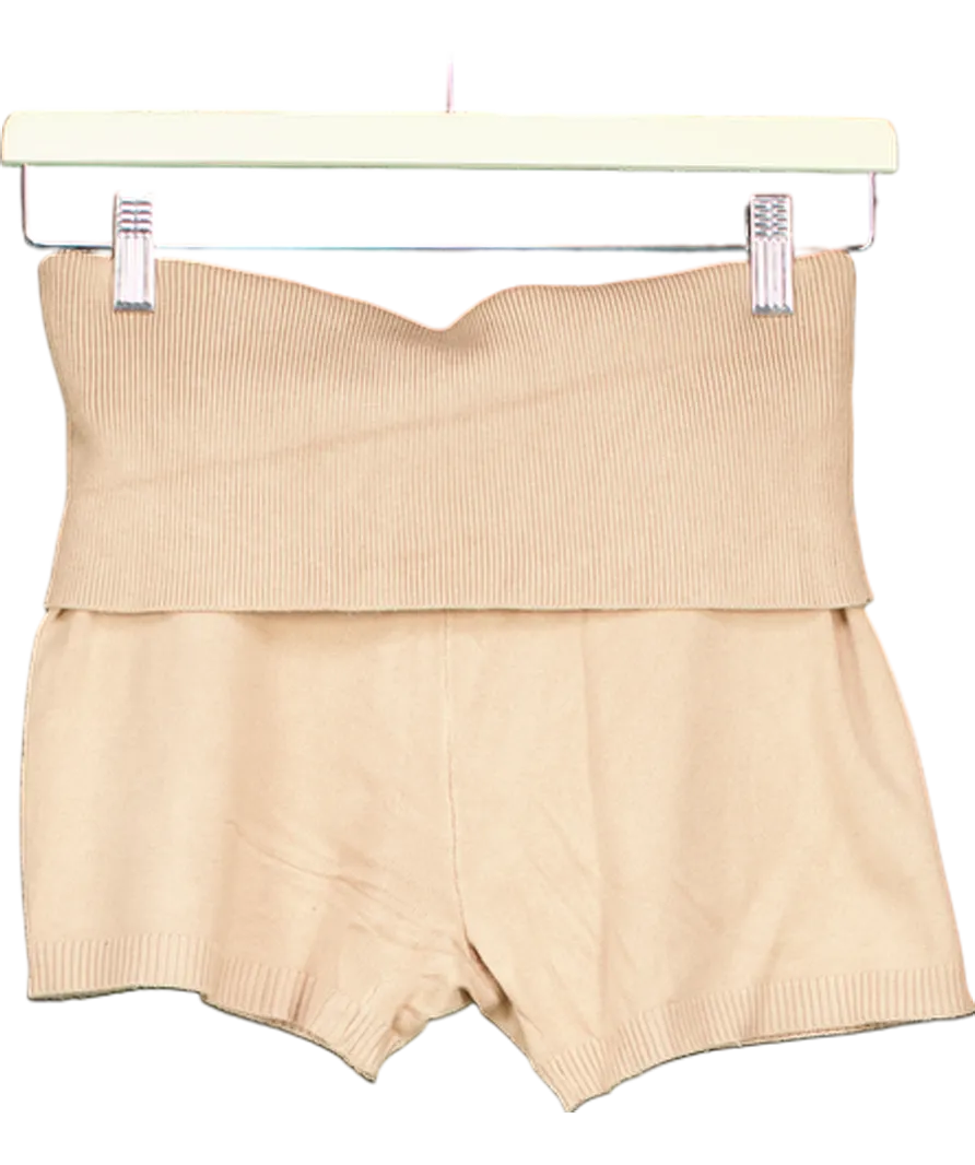 Lounge Underwear Beige Knitted Fold Waist Shorts UK S