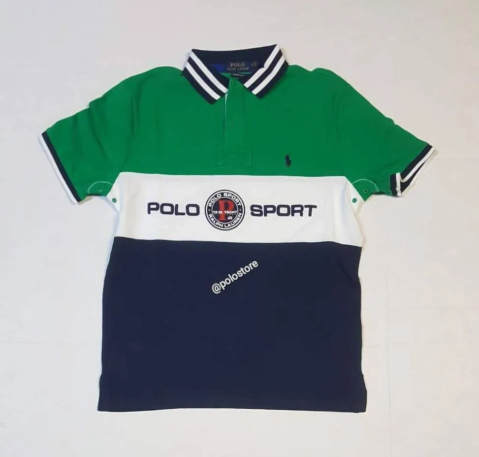 Nwt Polo Ralph Lauren Royal Blue/Green 12M P Yacht Compass Custom Slim Fit Polo
