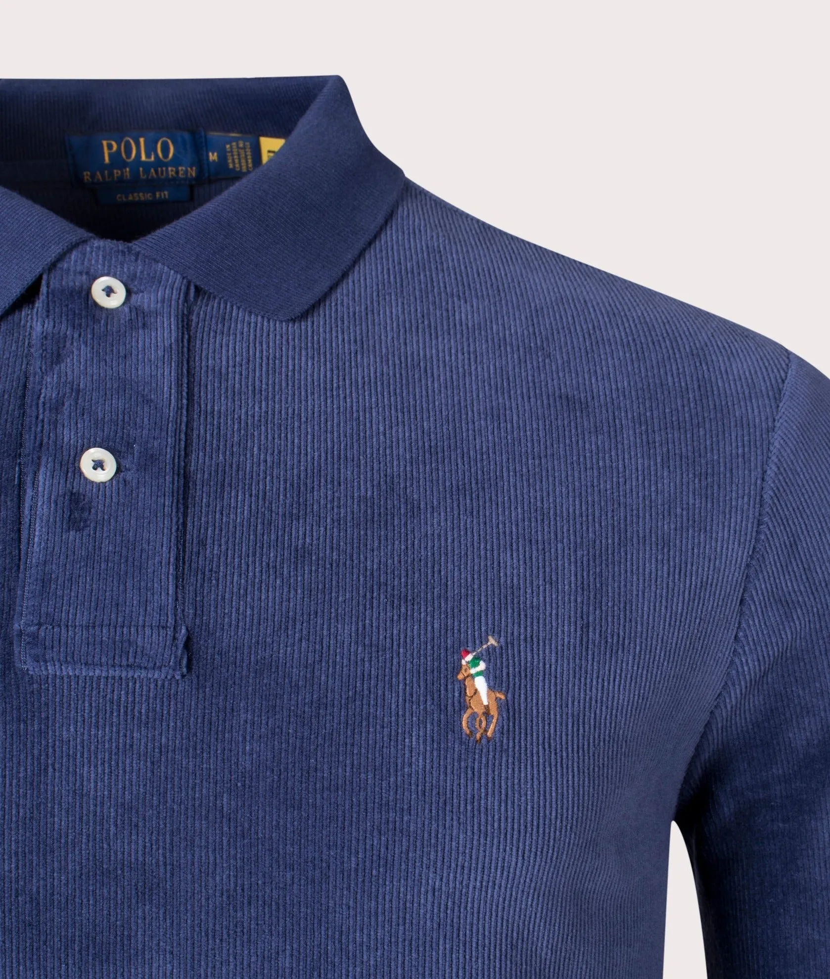 Relaxed Fit Long Sleeve Corduroy Polo Shirt