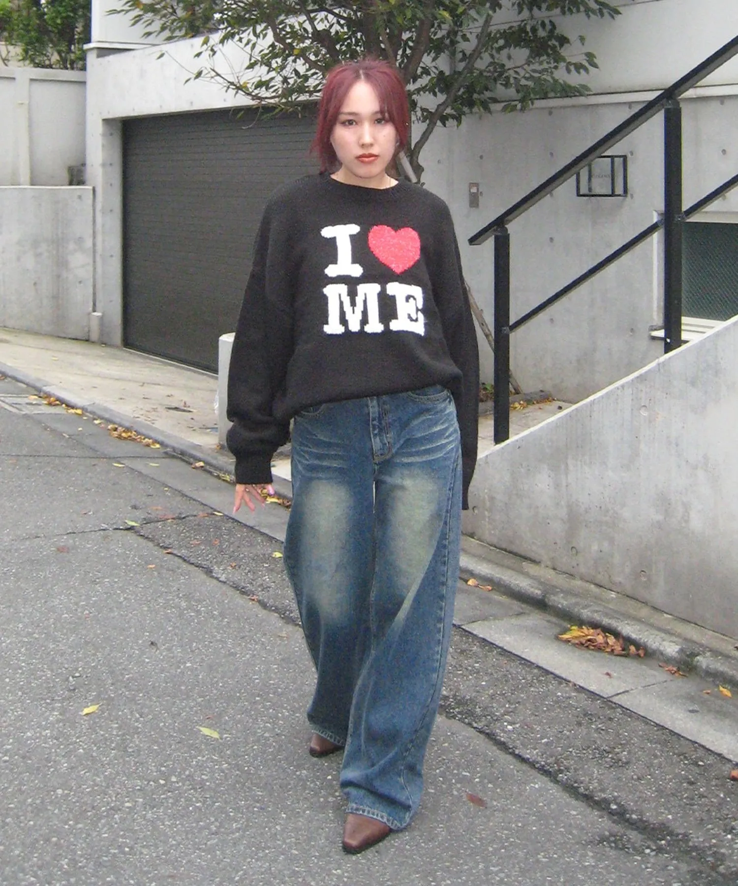 Vintage wash straight jeans