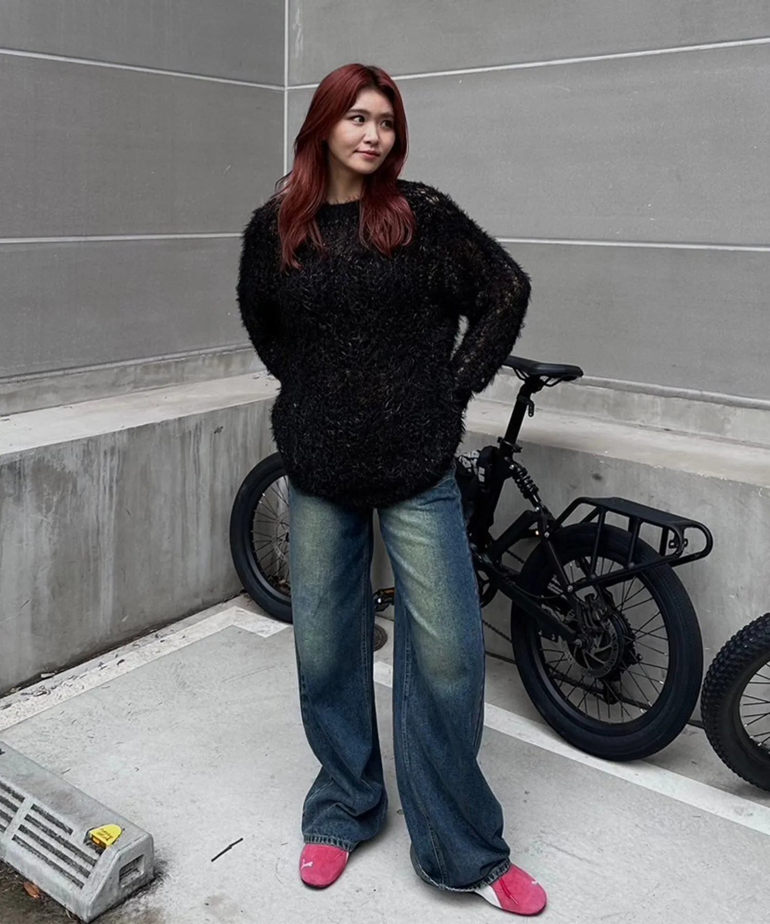 Vintage wash straight jeans
