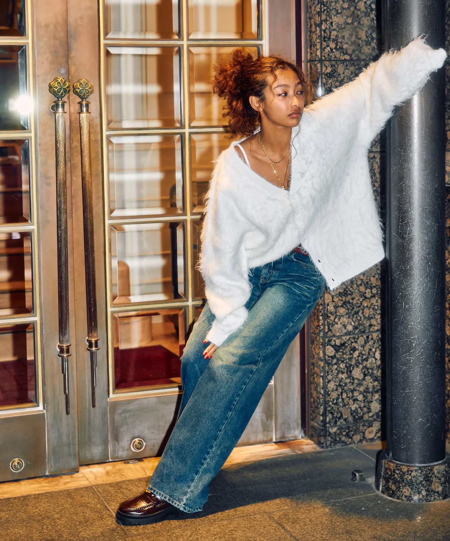 Vintage wash straight jeans