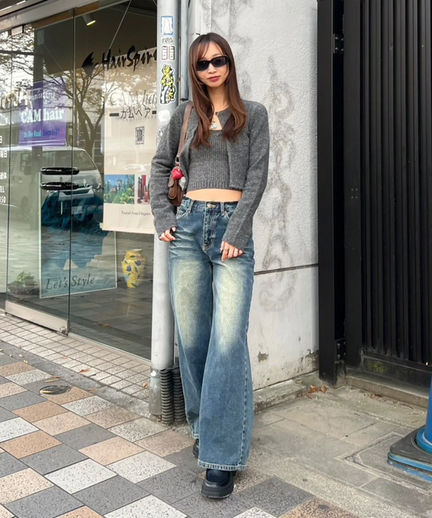 Vintage wash straight jeans