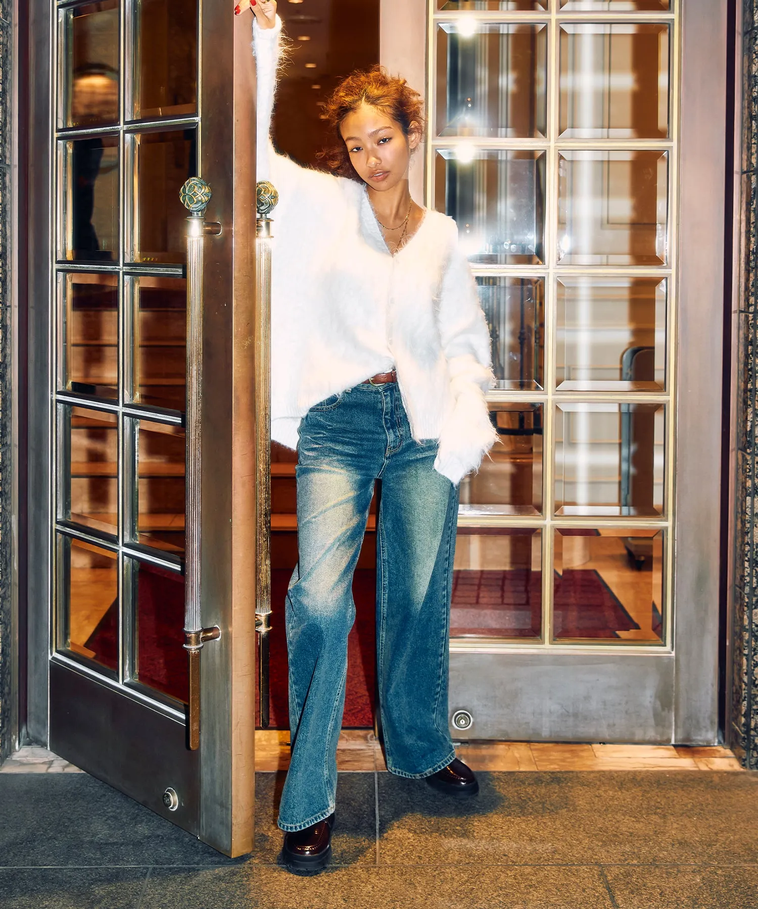 Vintage wash straight jeans