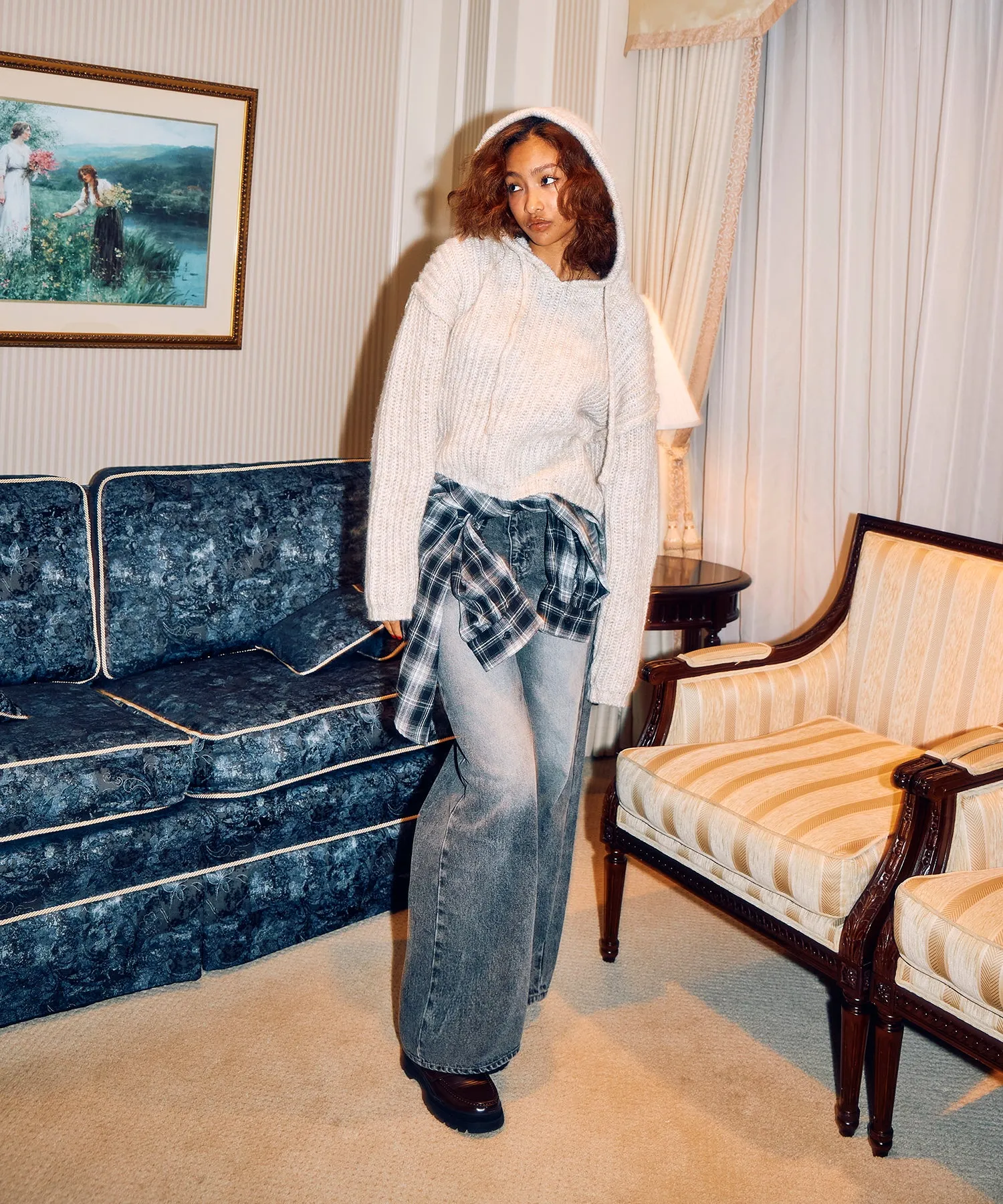 Vintage wash straight jeans