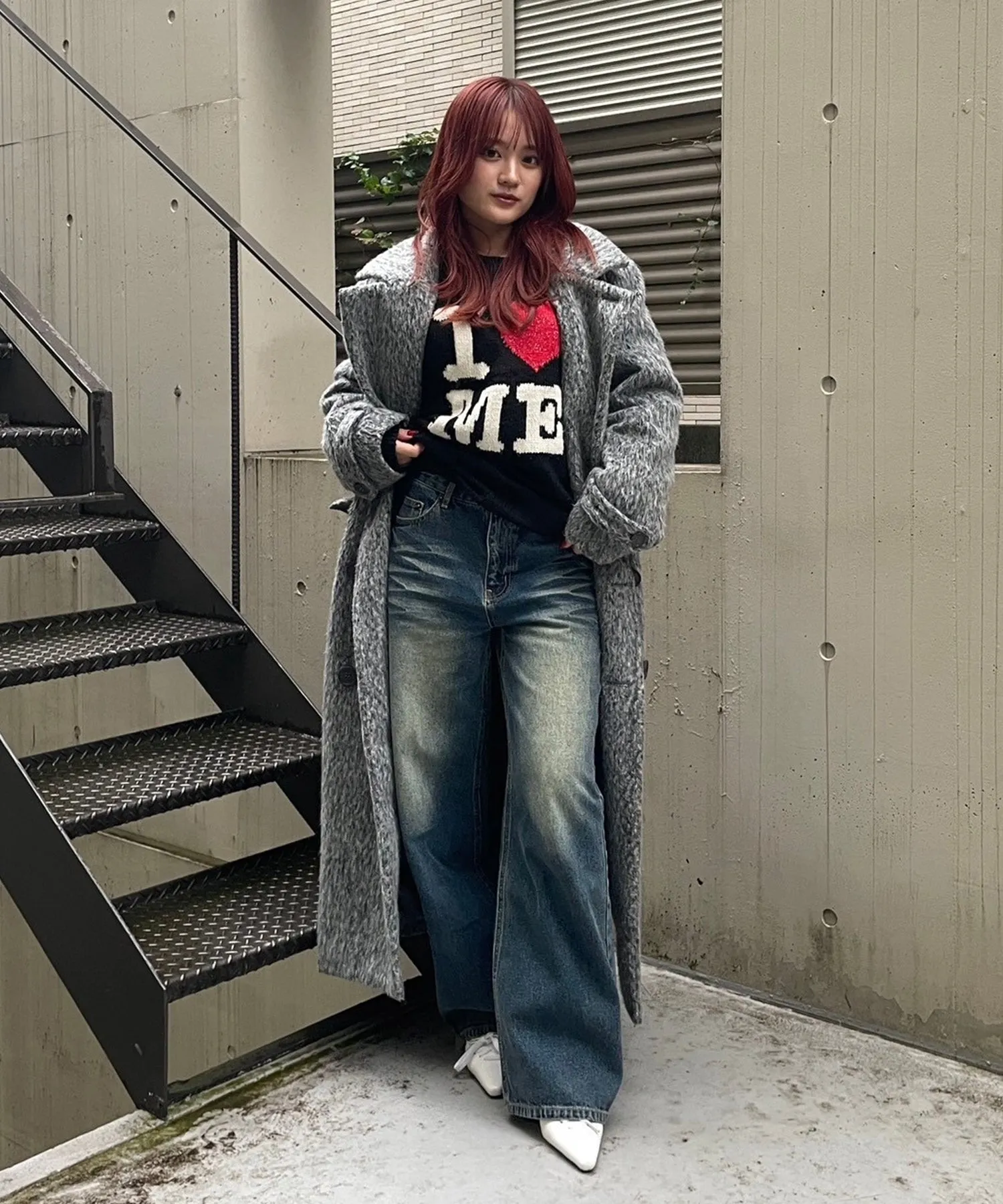 Vintage wash straight jeans