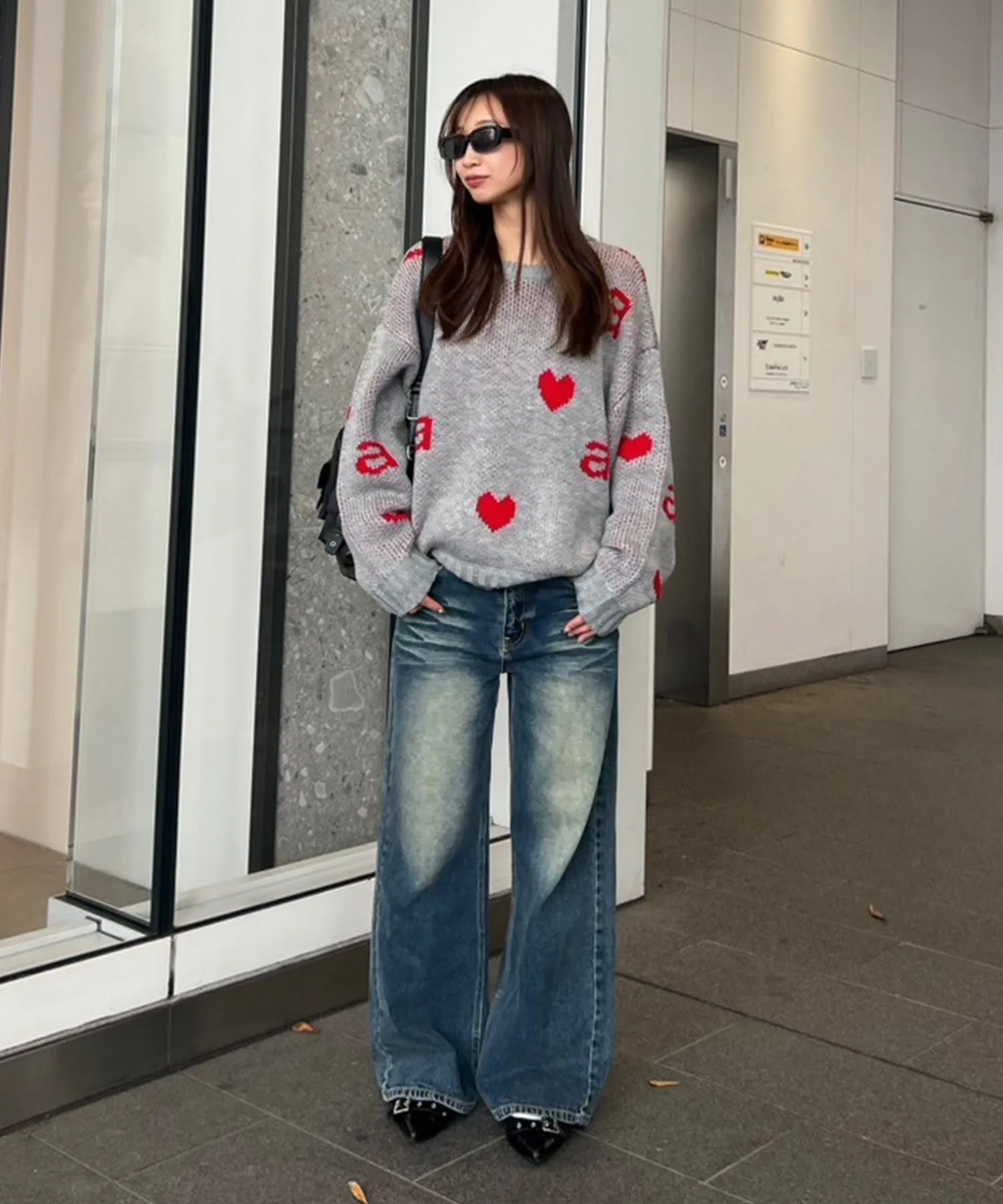 Vintage wash straight jeans