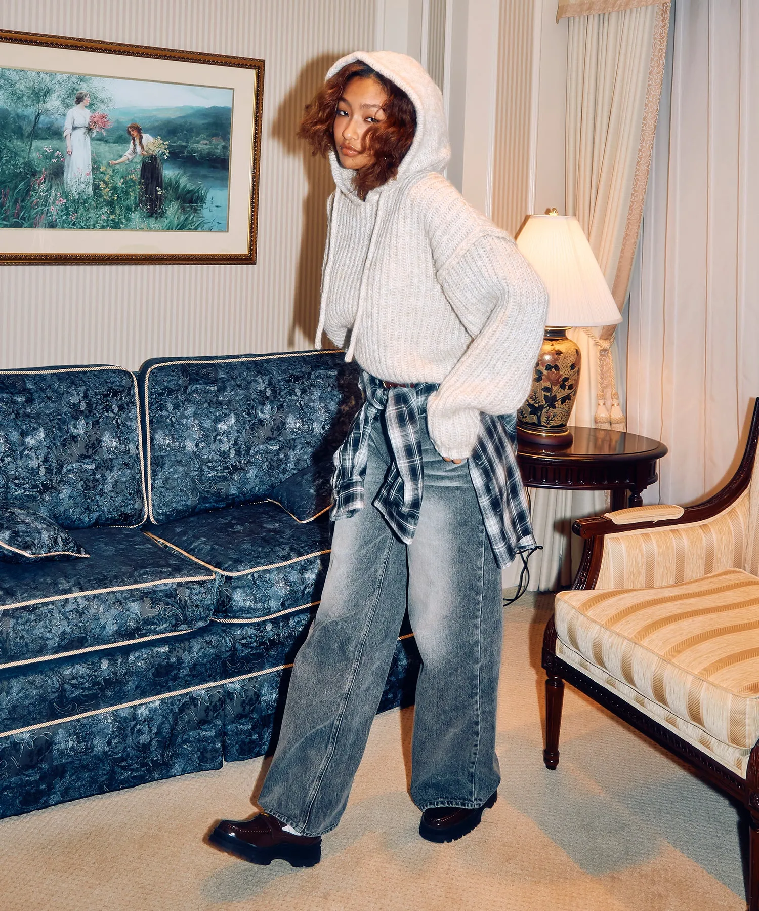 Vintage wash straight jeans