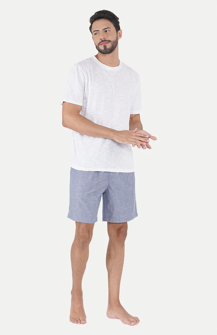 White - Blue Set | White T-shirt & Shorts | Co-ord Set