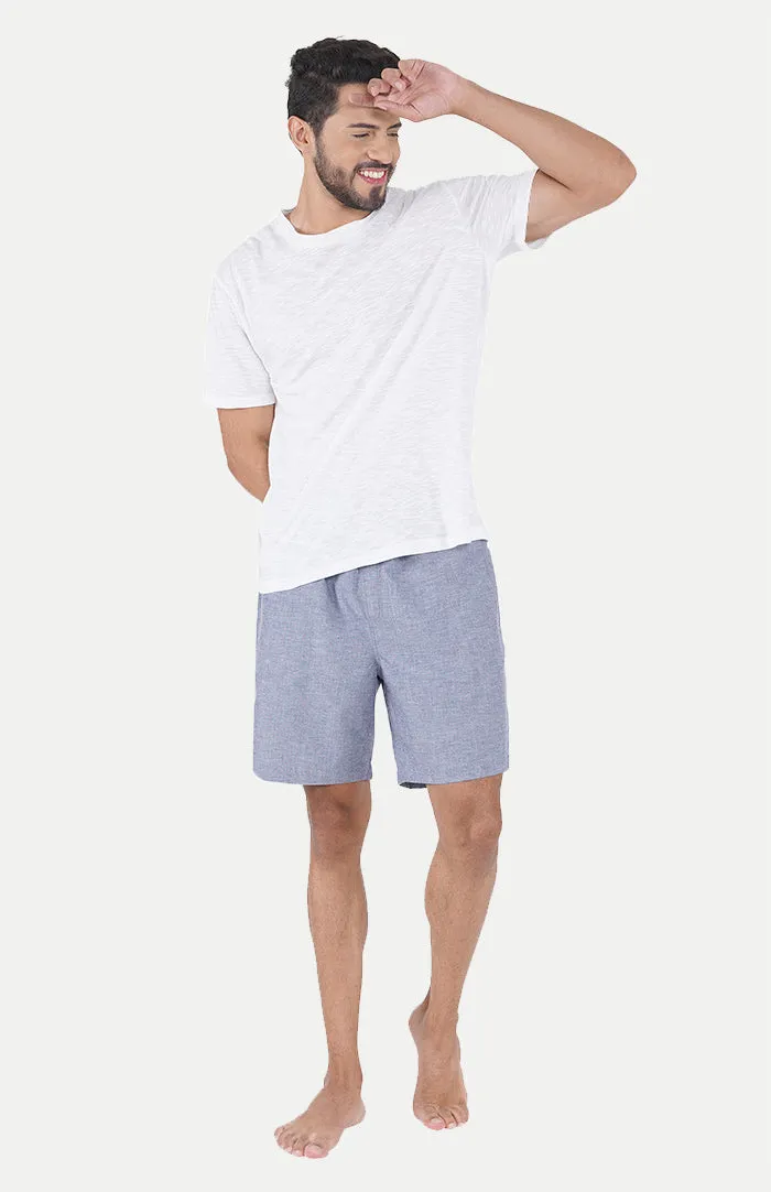 White - Blue Set | White T-shirt & Shorts | Co-ord Set